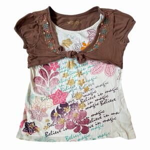 Y2K Girls Wizards Of Waverly Place T-shirt With Bolero & Sequins Size 10/12